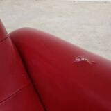 Red Faux Leather Swivel Chair and Footrest by Up Zavody 1970