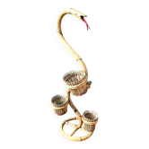 Vintage Cobra Snake Plant Stand in Bamboo and Rattan
