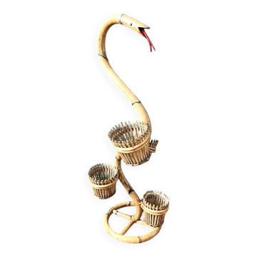 Porte-plantes Serpent Cobra Vintage en Bambou et Rotin