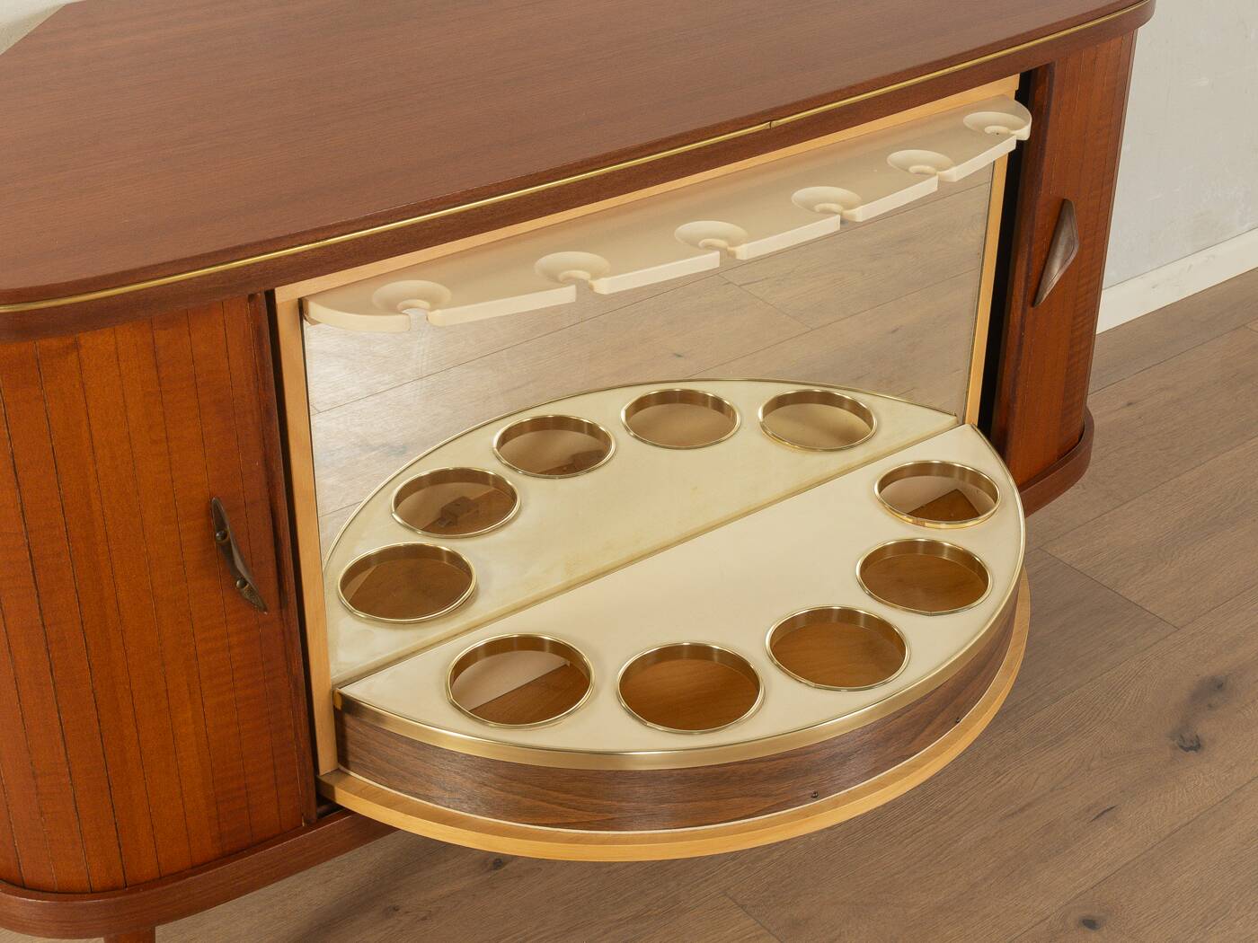 1950s corner cabinet with integrated bar compartment