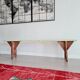 Banc de ferme ancien en bois assise verte patinée