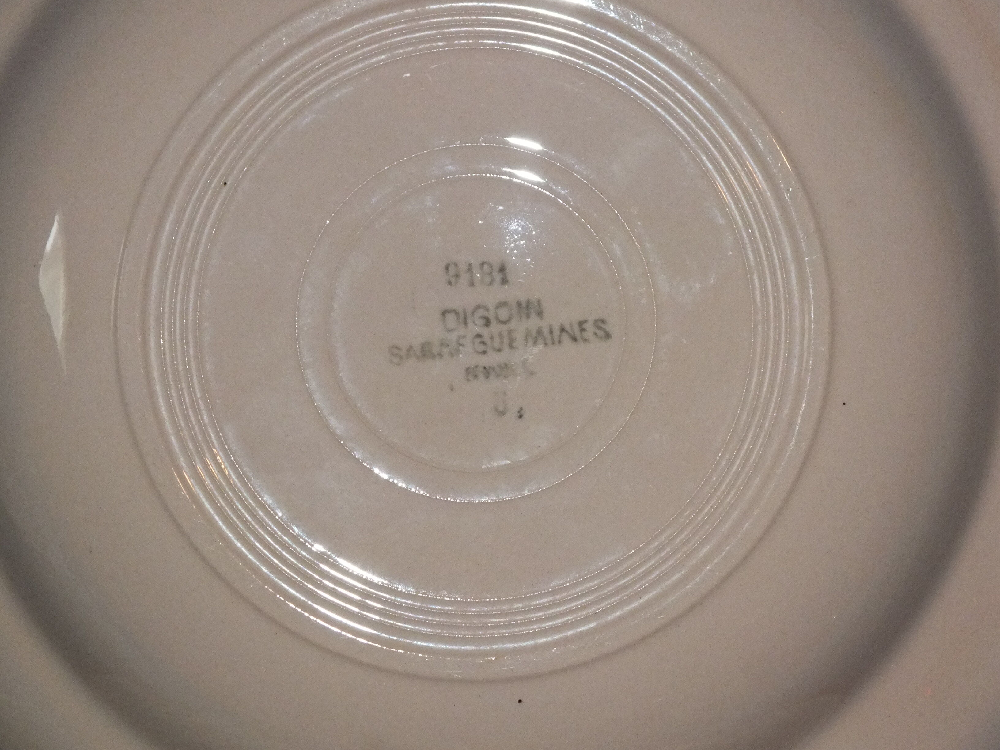 5 hollow plates Digoin Sarreguemines powder pink décor 9181