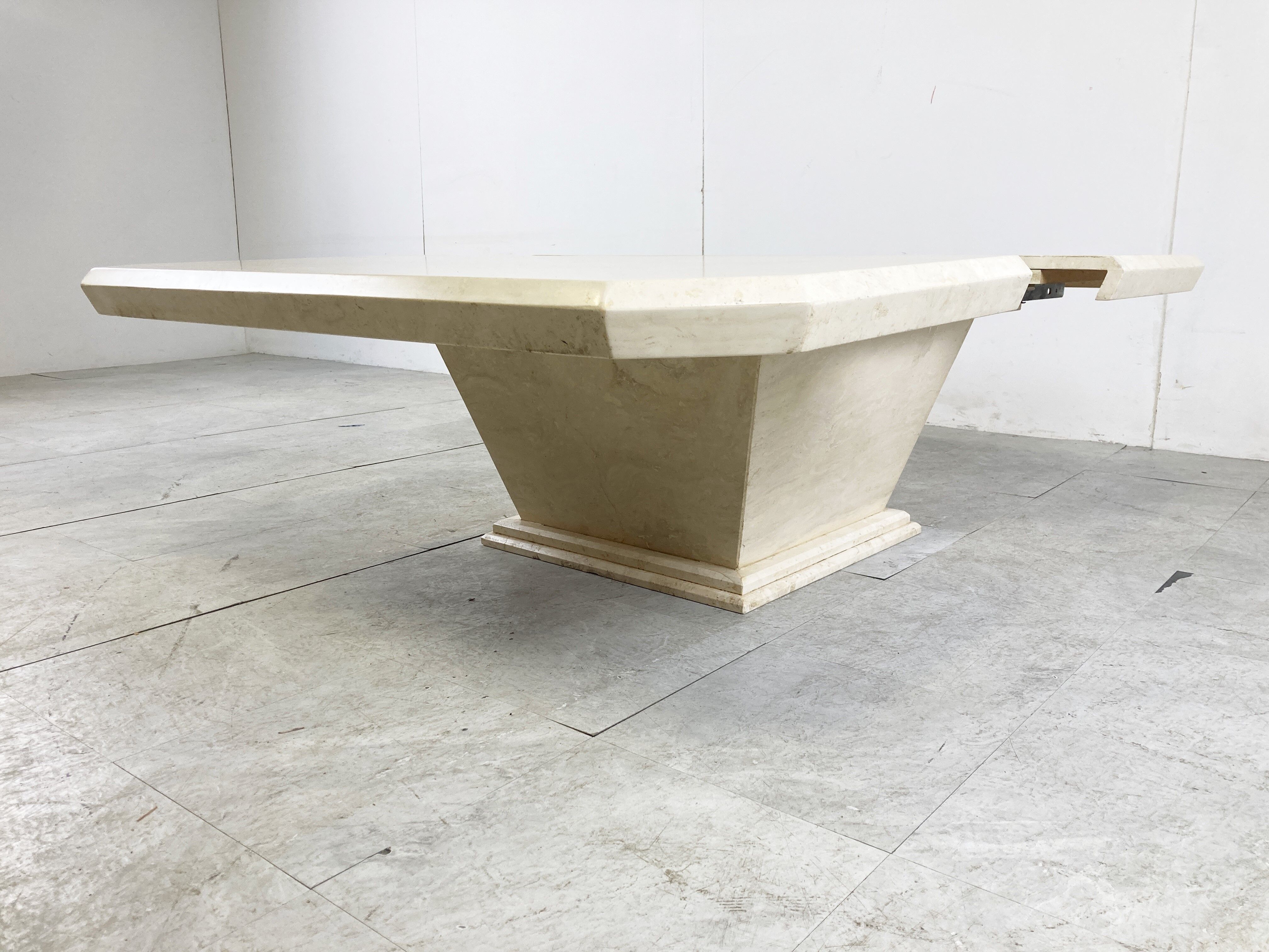 Vintage travertine hidden bar coffee table, 1970s