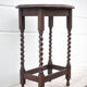 Table bois pieds tournés, table console bois, table ovale, sellette, porte-plante