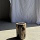 Petite table d'appoint en bois pétrifié cœur noir écorce stries noires et b