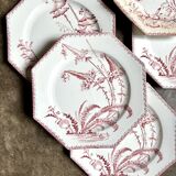 6 flat plates in ironstone Clairefontaine, "Indiana" service.