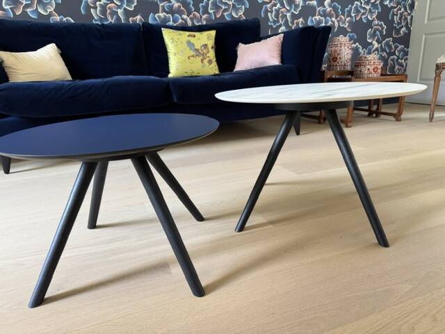Lot de 2 tables basses Imperial Line UFO – Fenix bleu & marbre blanc