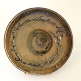 Green ceramic plate signed vintage