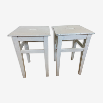 Pair of white wooden stools