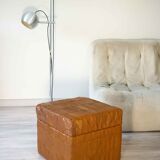 Square leather patchwork de Sede box pouf 1970