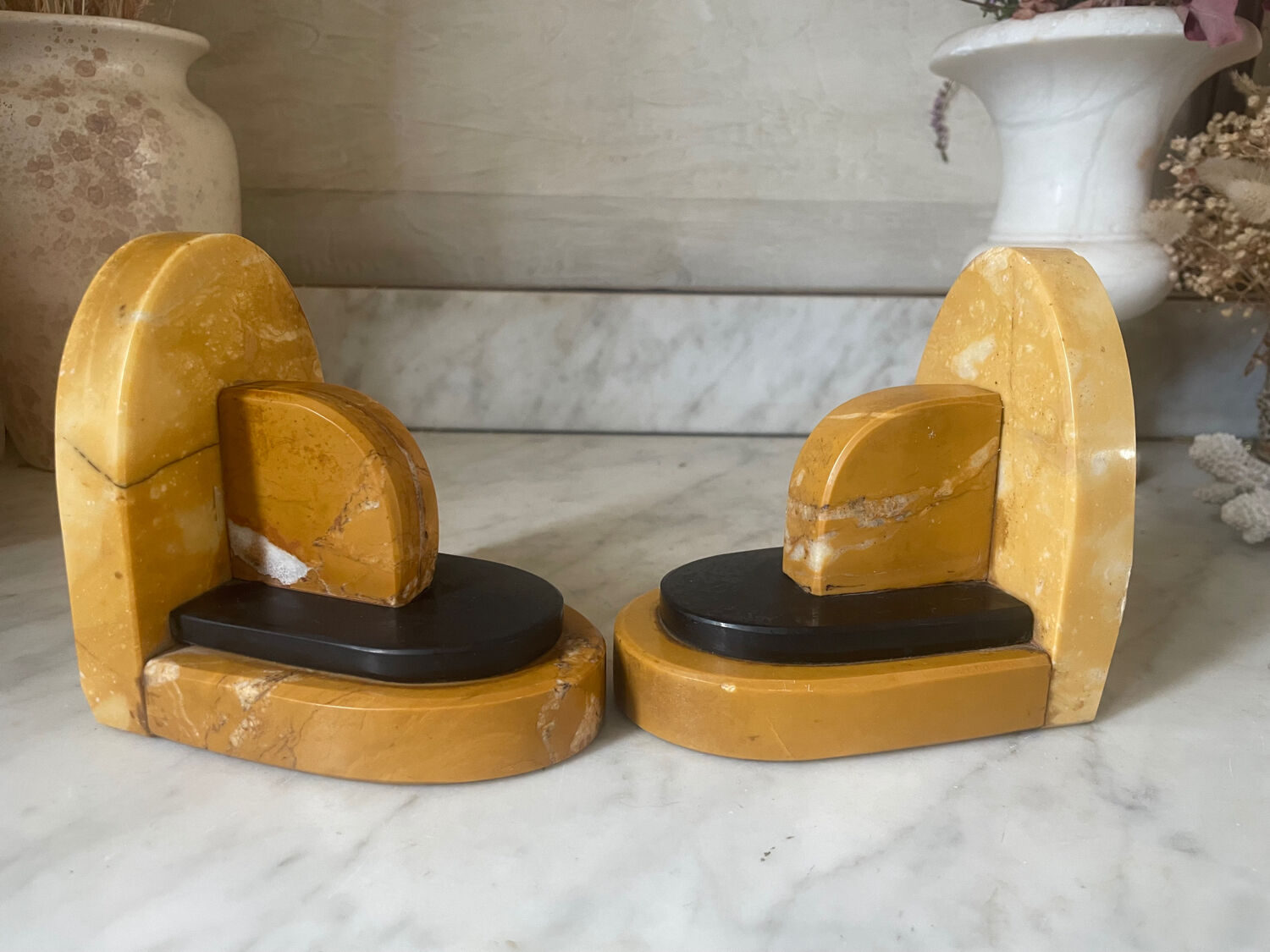 Pair of Art Deco marble bookends