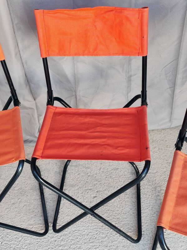 Serie de 4 sieges pliants ''vintage'' de camping