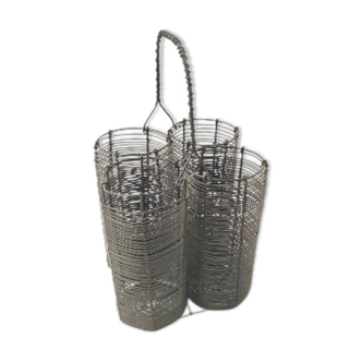 Basket holder 4 bottles in metal wire