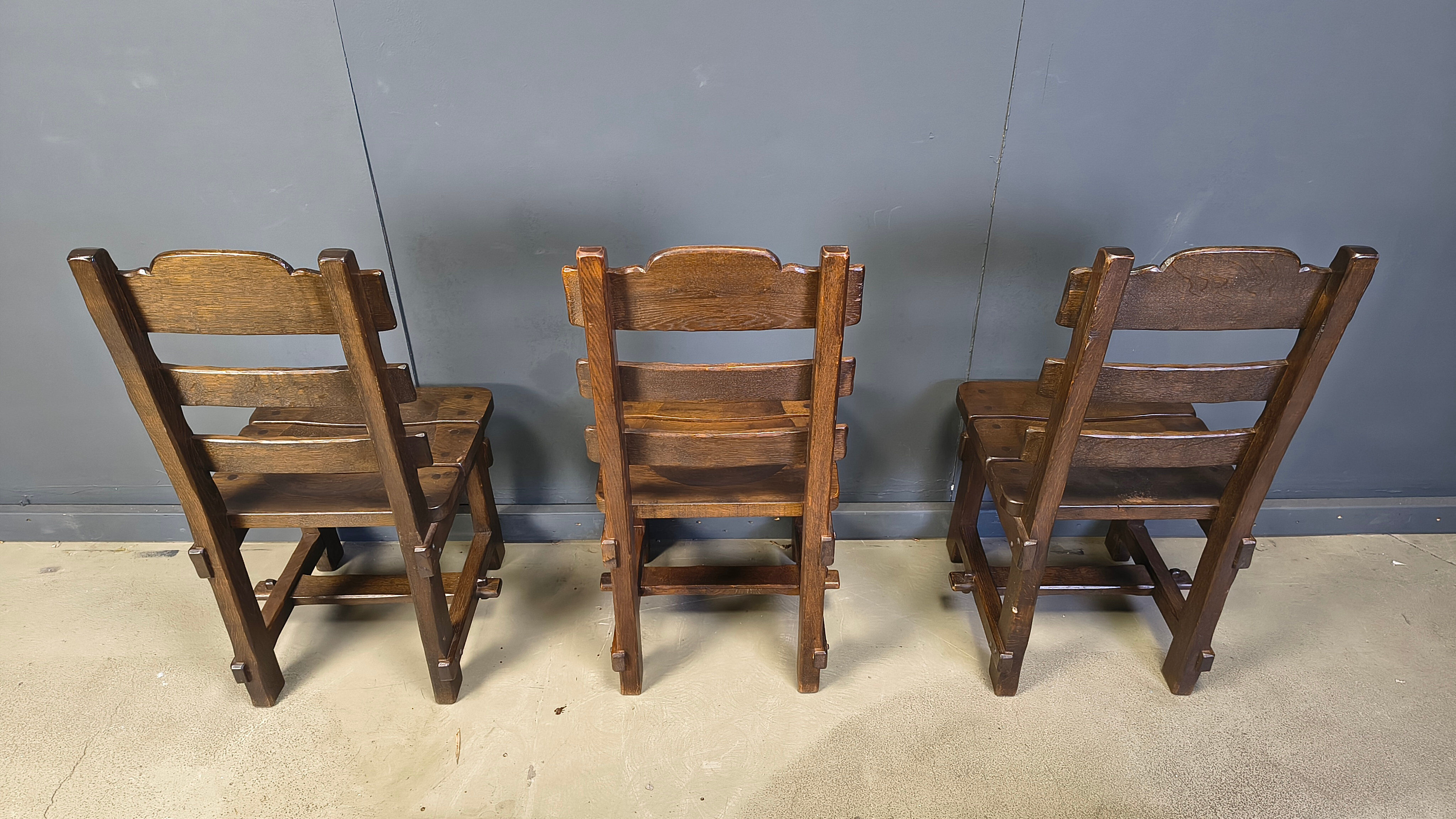 Vintage brutalist dining chairs, set of 6 - 1960s