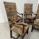 Set of four Louis XIII style high-back armchairs, 20th century.