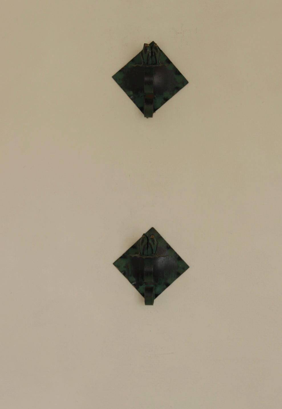 Vintage Swedish Wall Sconces in Patinated Greenish Brass