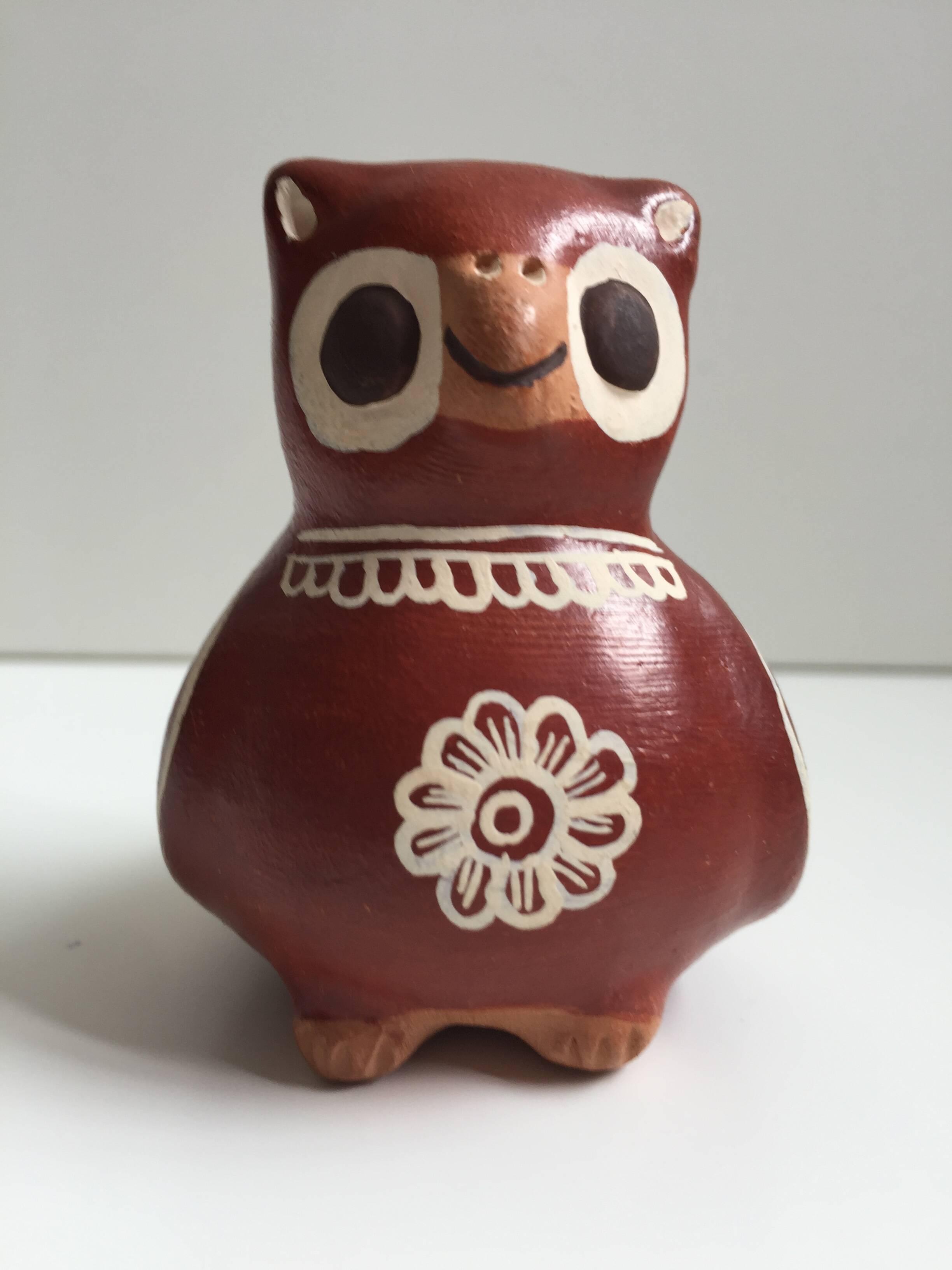 Ceramic Sculpture Figurine Whistle Call Owl Tawny Owl Nazca Chimu..