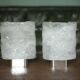 Pair of chrome wall sconces with Murano glass, wall light, art of glass, interior decoration.