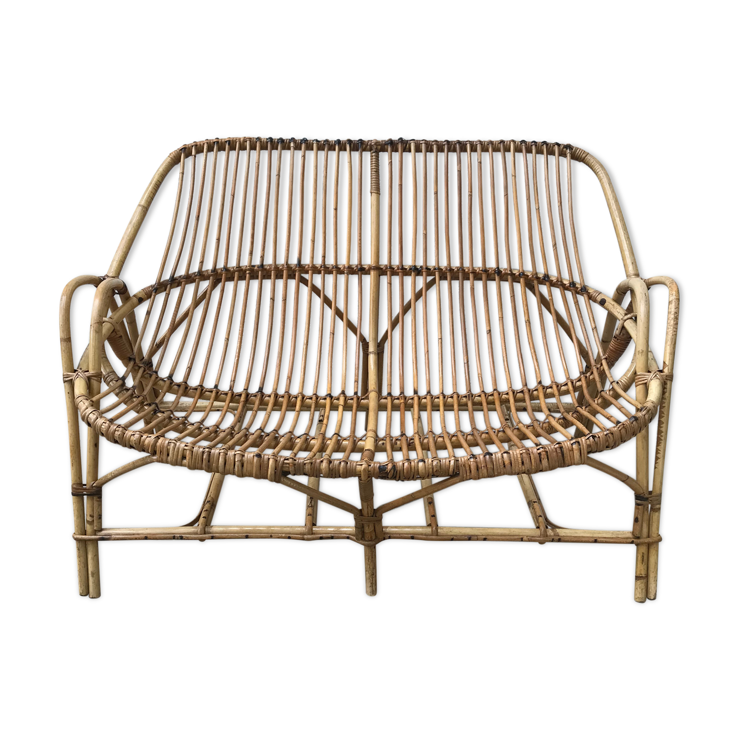 Vintage rattan bench