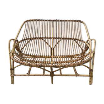 Vintage rattan bench