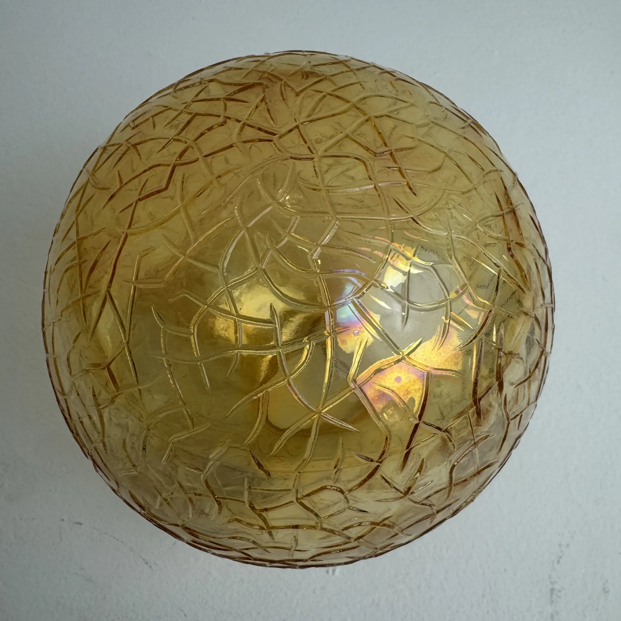 Pair of vintage amber glass wall lights