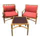 Rattan living room with 2 armchairs, coffee table cushions
