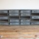 Garage or workshop furniture with drawers in cans