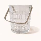 Vintage glass ice bucket with metal handle – 1960s bar style