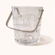 Vintage glass ice bucket with metal handle – 1960s bar style