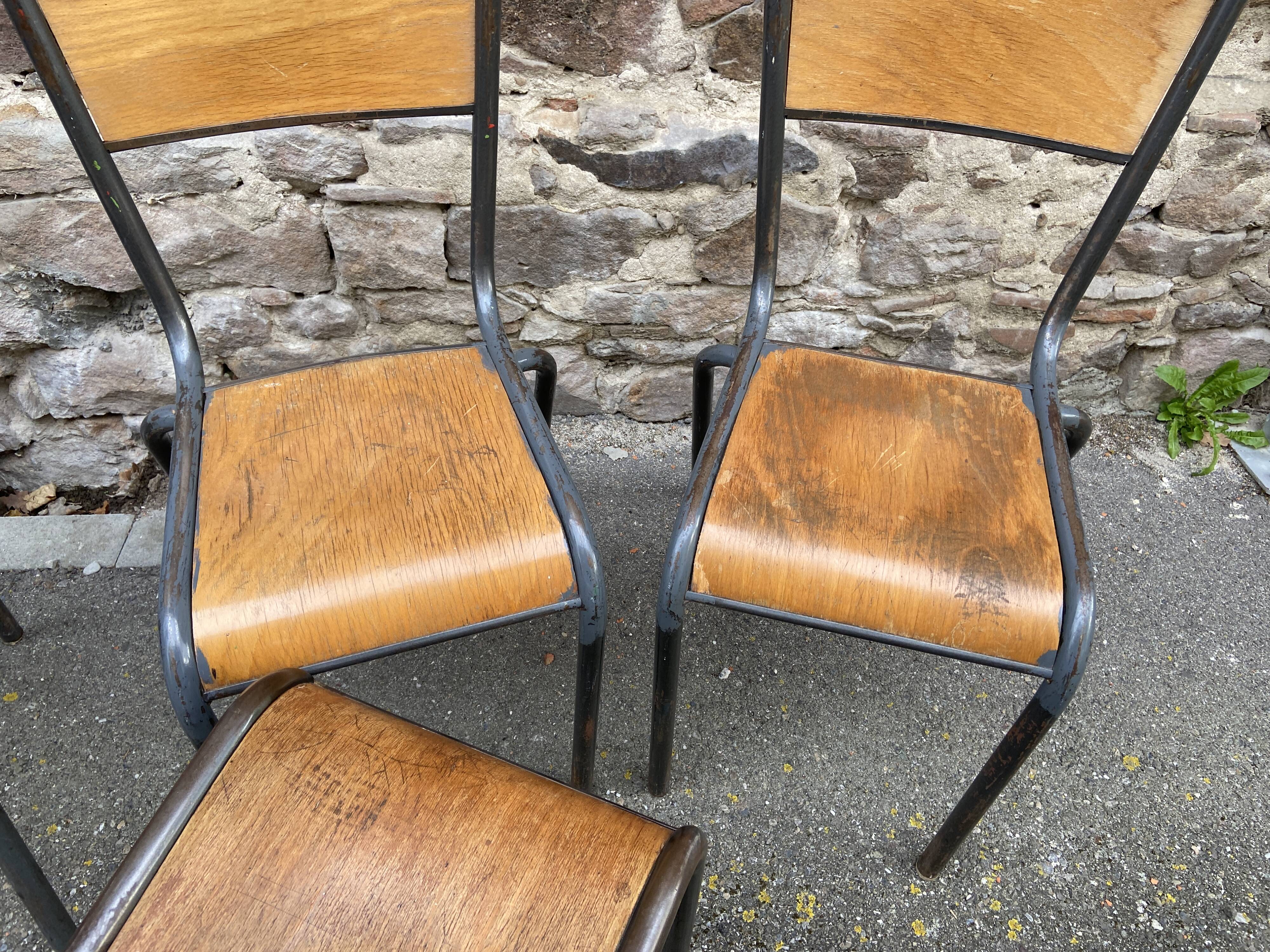 set of 4 industrial school chairs vintage school communities French School chairs Mullca