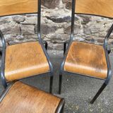 set of 4 industrial school chairs vintage school communities French School chairs Mullca