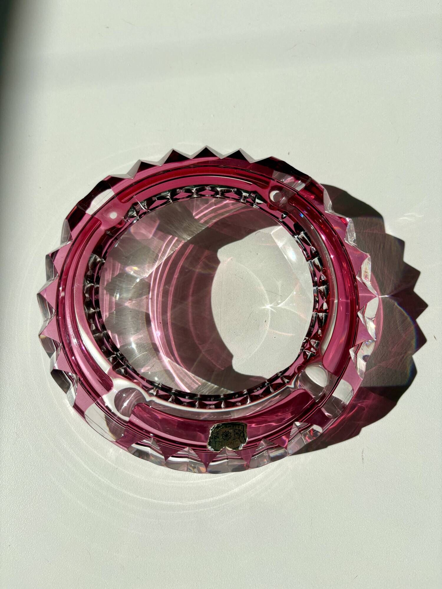 Pink crystal ashtray Val Saint Lambert 1960-1970