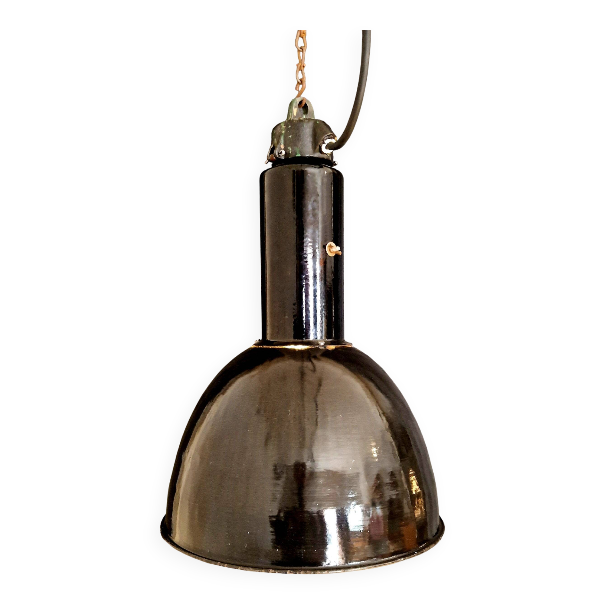 „Svenja“ Große Emaille Lampe Schwarz