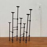 Mid-century brutalist extendable wrought iron floor chandelier, 1960s.