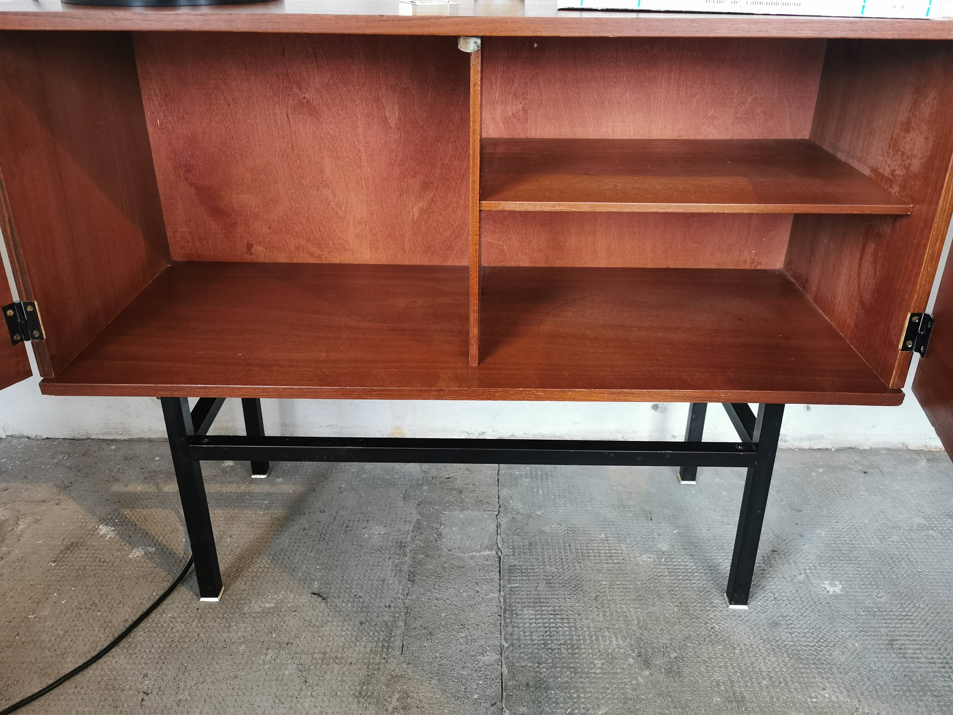 Small teak and metal sideboard, 70s