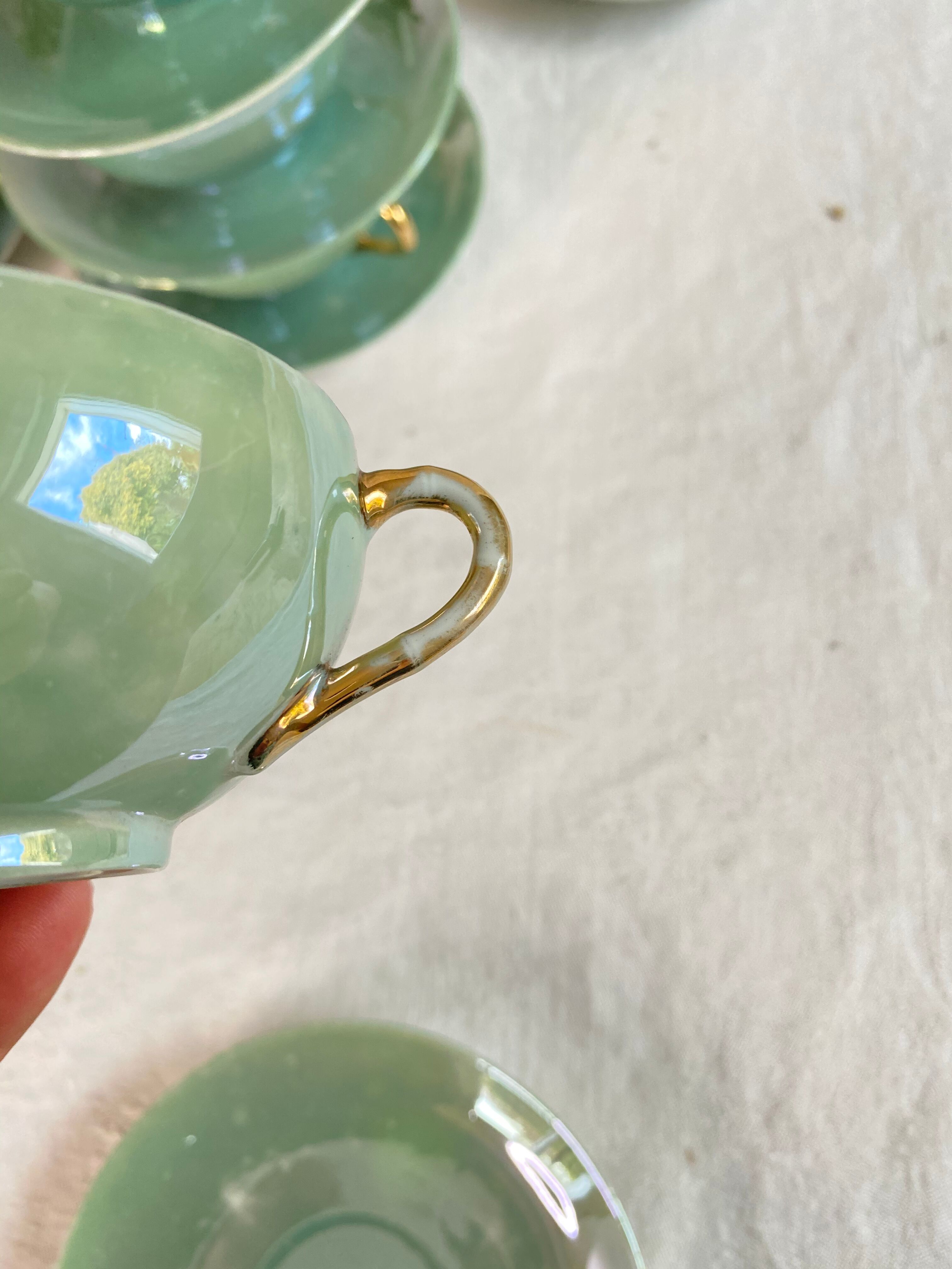 Japanese Nacrée porcelain coffee cups