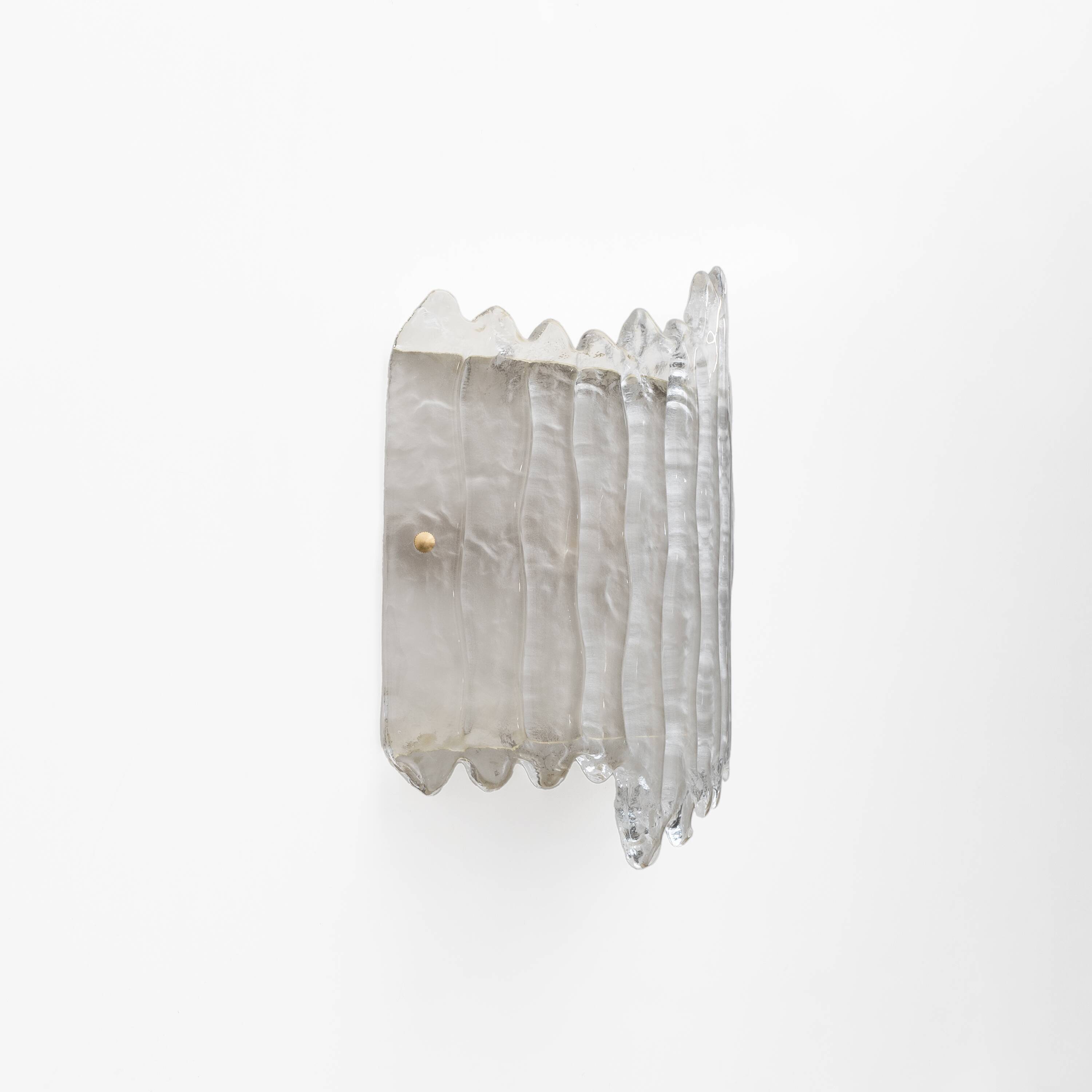 Pair of Modern Italian Murano Glass and Brass glacier Wall Sconces