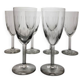 6 Art Deco Crystal Wine Glasses