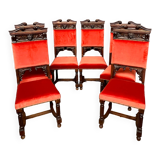Set of 6 neo-Gothic style chairs.