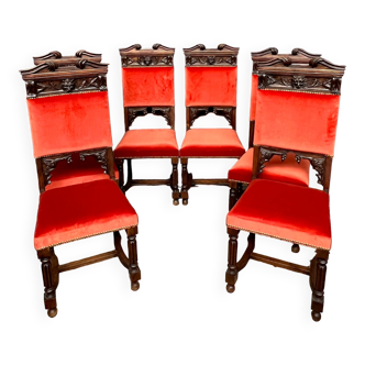 Set of 6 neo-Gothic style chairs.