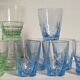 Nine colored art-deco glasses 40s