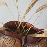 Signed textured terracotta vase
