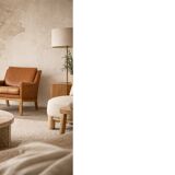 Vintage Mid-Century Danish Modern Brown Leather Easy Chair Model 39