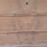 Commode style Louis Philippe 4 tiroirs marbre gris noyer bois brut