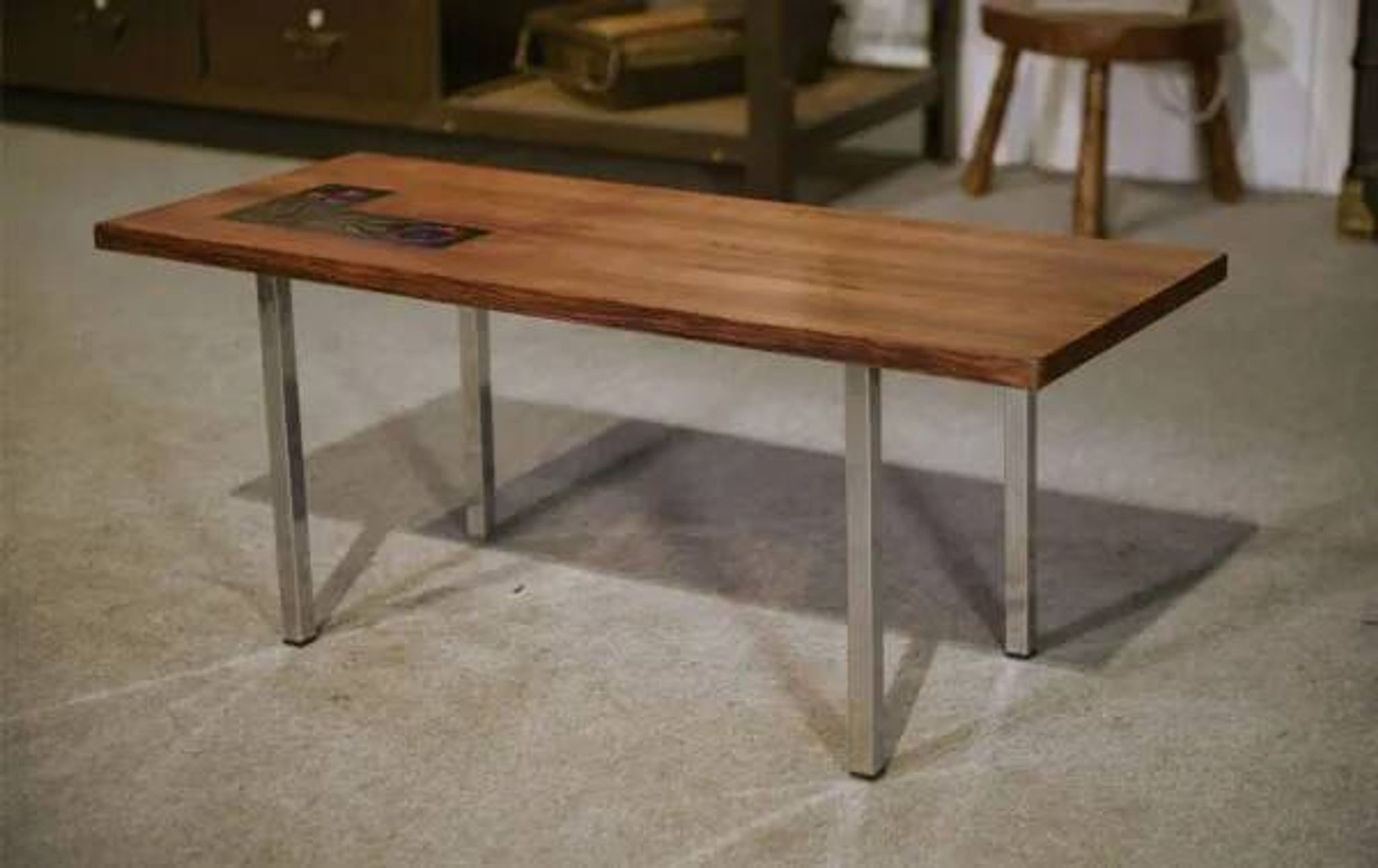 Table basse design en palissandre et céramique 1960’s