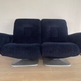 Sofa set + armchair + footrest Jean Prévost – 1970s