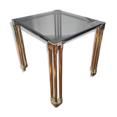 Vintage 1970s side table / Smoked glass accent table