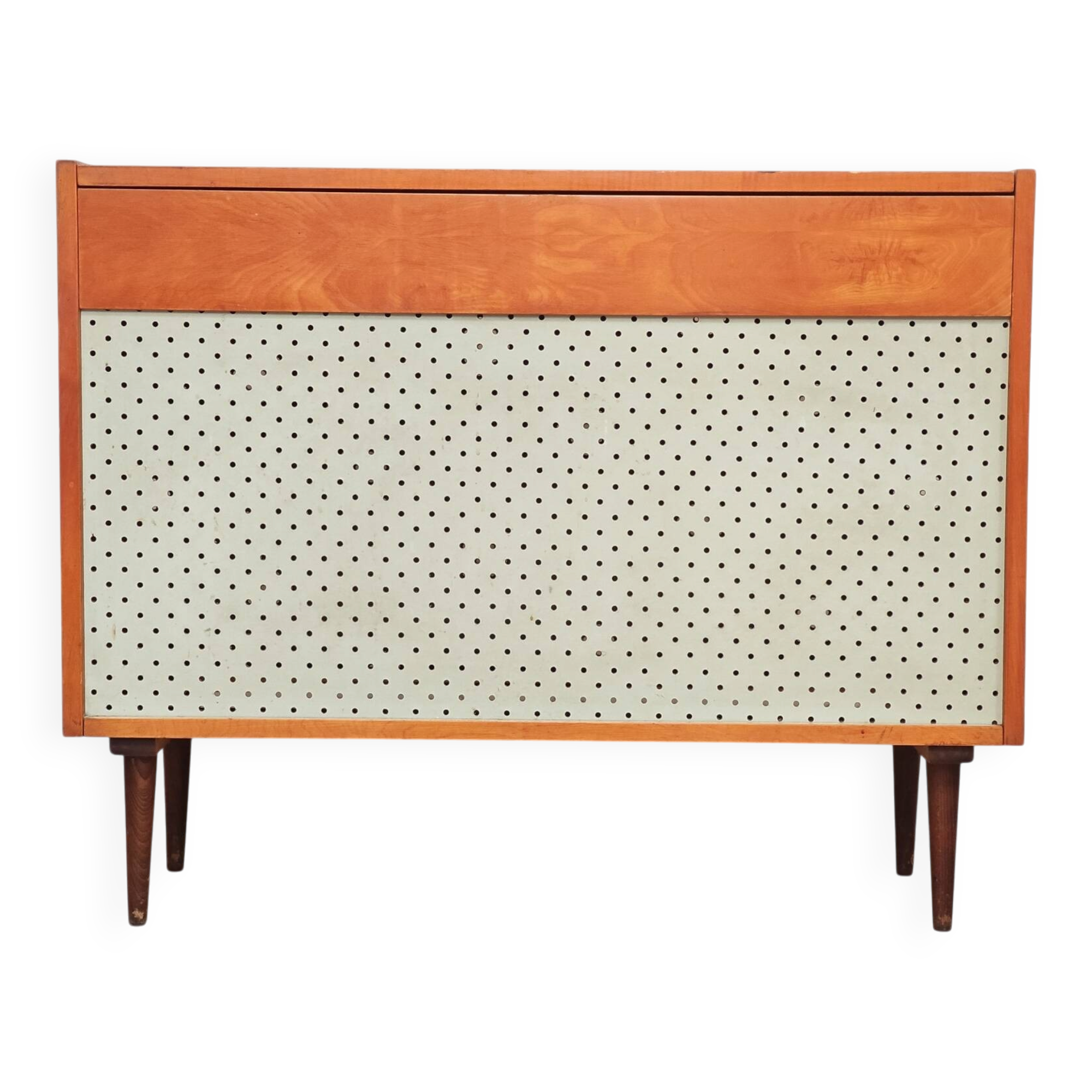 Czech blue blanket storage chest 1970