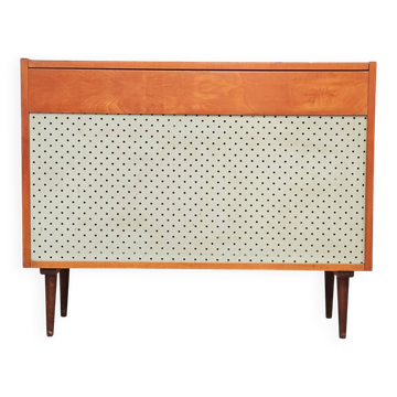 Meuble coffre range couvertures bleu Tchèque 1970