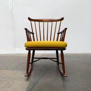 Mid-century rocking chair with new Kvadrat cushion by Børge Mogensen for FDB Møbler, 1960s.